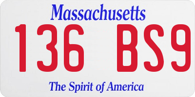 MA license plate 136BS9