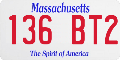 MA license plate 136BT2