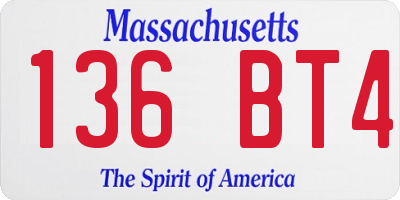 MA license plate 136BT4