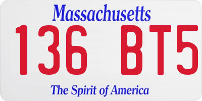 MA license plate 136BT5