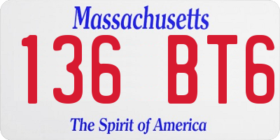 MA license plate 136BT6