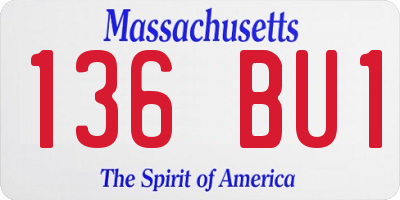 MA license plate 136BU1