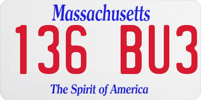 MA license plate 136BU3