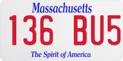 MA license plate 136BU5