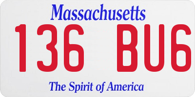MA license plate 136BU6