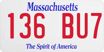 MA license plate 136BU7