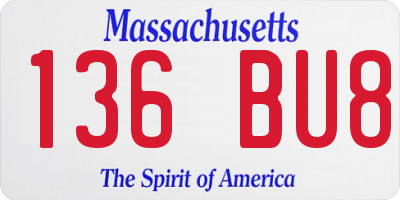 MA license plate 136BU8