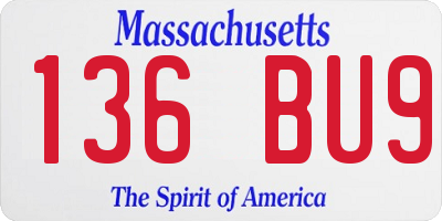 MA license plate 136BU9