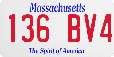 MA license plate 136BV4