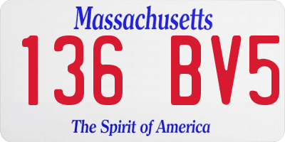 MA license plate 136BV5