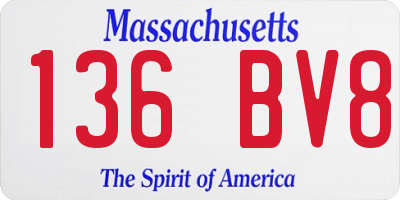 MA license plate 136BV8