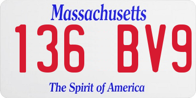 MA license plate 136BV9