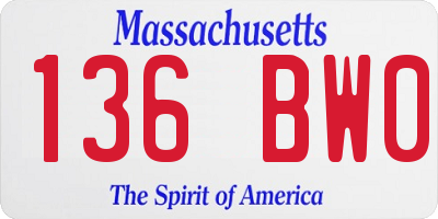 MA license plate 136BW0