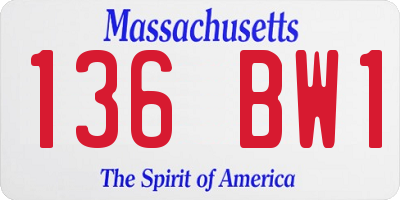 MA license plate 136BW1