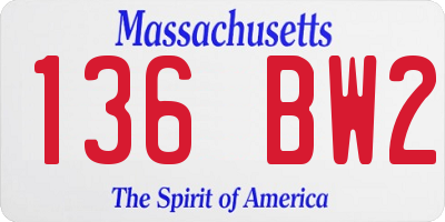 MA license plate 136BW2
