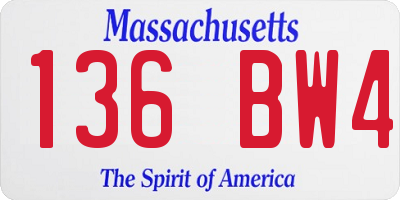 MA license plate 136BW4