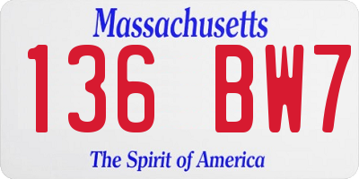 MA license plate 136BW7