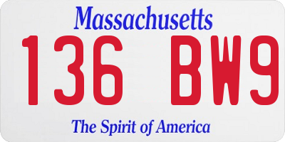 MA license plate 136BW9