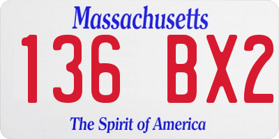 MA license plate 136BX2