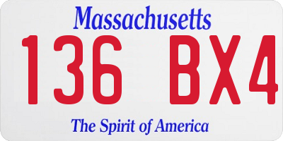 MA license plate 136BX4