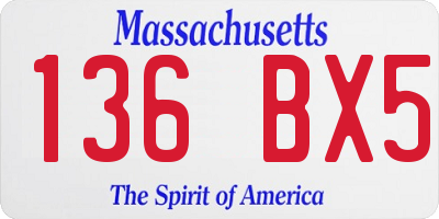 MA license plate 136BX5