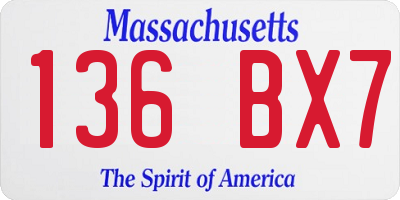 MA license plate 136BX7