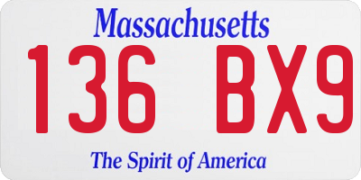 MA license plate 136BX9