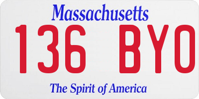 MA license plate 136BY0