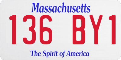 MA license plate 136BY1