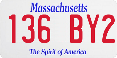 MA license plate 136BY2