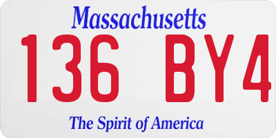 MA license plate 136BY4