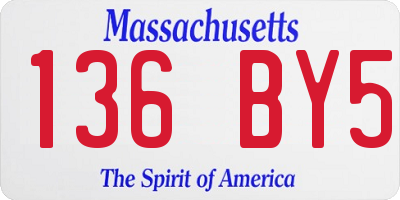 MA license plate 136BY5