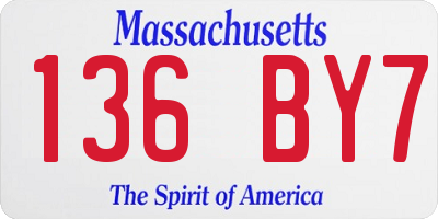 MA license plate 136BY7
