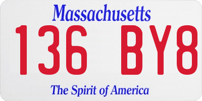 MA license plate 136BY8