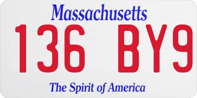 MA license plate 136BY9