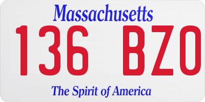 MA license plate 136BZ0