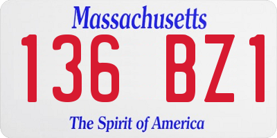 MA license plate 136BZ1