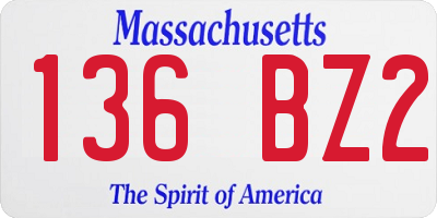 MA license plate 136BZ2