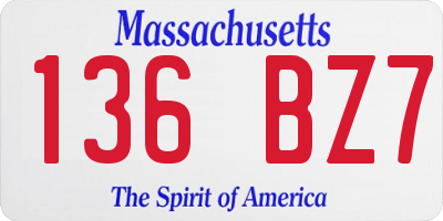 MA license plate 136BZ7