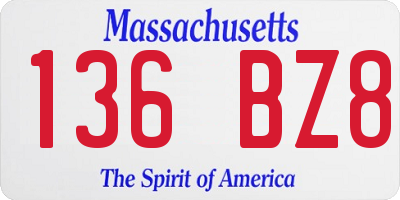 MA license plate 136BZ8