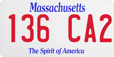 MA license plate 136CA2