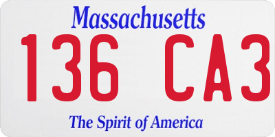 MA license plate 136CA3