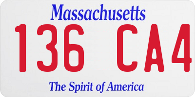 MA license plate 136CA4