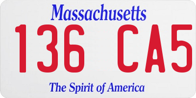 MA license plate 136CA5