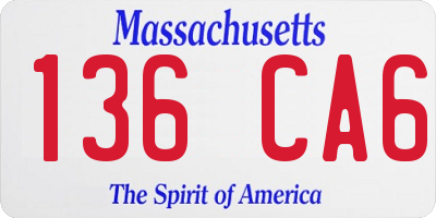 MA license plate 136CA6