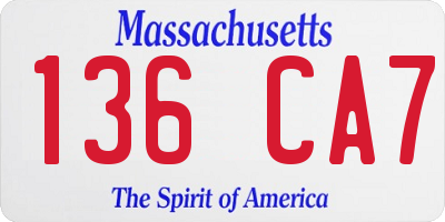 MA license plate 136CA7