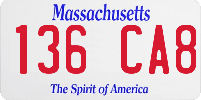 MA license plate 136CA8
