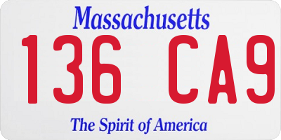 MA license plate 136CA9