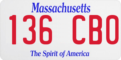 MA license plate 136CB0