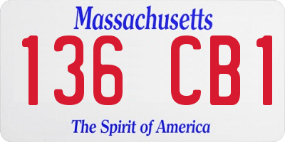 MA license plate 136CB1